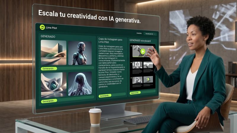 Persona generando contenido ayudándose de la IA