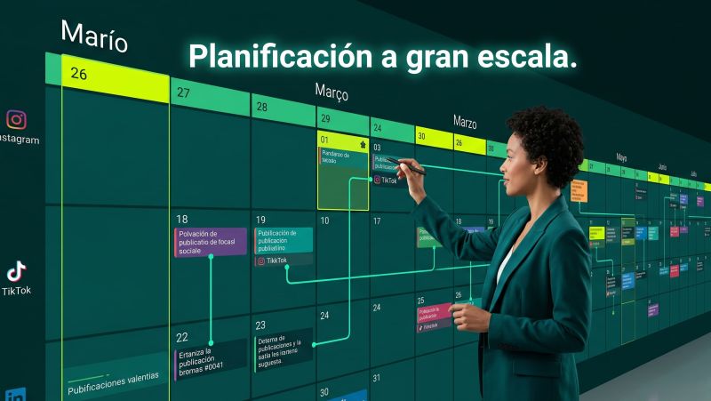 Persona organizando la planificación de publicaciones